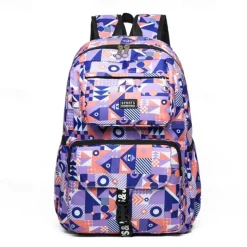 Unisex Geometric Print School Backpack – Lightweight Waterproof Bookbag for Teen Students, Ideal for Middle School, High School and Daily Travel