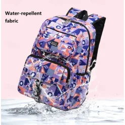 Unisex Geometric Print School Backpack – Lightweight Waterproof Bookbag for Teen Students, Ideal for Middle School, High School and Daily Travel