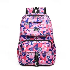 Unisex Geometric Print School Backpack – Lightweight Waterproof Bookbag for Teen Students, Ideal for Middle School, High School and Daily Travel