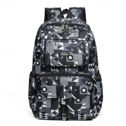 Unisex Geometric Print School Backpack – Lightweight Waterproof Bookbag for Teen Students, Ideal for Middle School, High School and Daily Travel