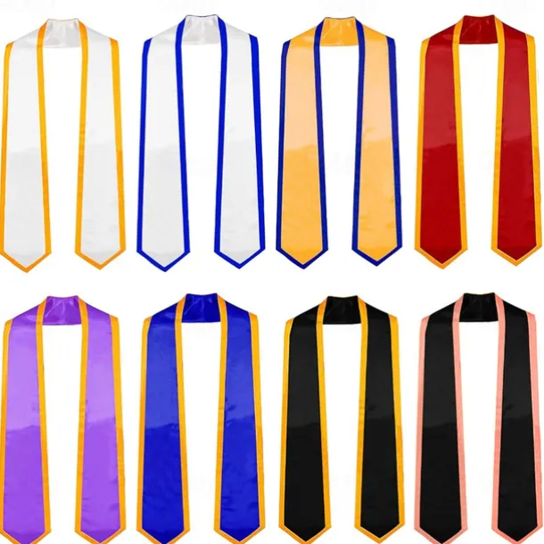 Unisex Graduation Stole, Plain Graduation Sash, Honor Stole for Students, Satin Graduation Stole, Honor Ceremony Sash, 72-Inch Adult Graduation Honor Stole, Double-Layered Graduation Gown Scarf