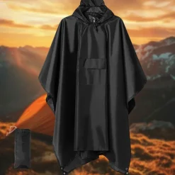 Unisex Hiking Raincoat Outdoor 3 In 1 Waterproof Lightweight Picnic Tarp Hiking Outfits Hiking Clothes Spring Autumn / Fall Hoodie Raincoat Rain Poncho Solid Color Black Army Green Blue