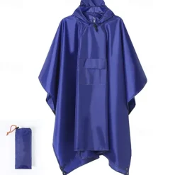 Unisex Hiking Raincoat Outdoor 3 In 1 Waterproof Lightweight Picnic Tarp Hiking Outfits Hiking Clothes Spring Autumn / Fall Hoodie Raincoat Rain Poncho Solid Color Black Army Green Blue