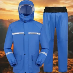 Unisex Hiking Raincoat Outdoor Waterproof Breathable Wind-Resistant Hiking Outfits Hiking Clothes Spring Autumn / Fall Rain Suit Rain Gear Hooded Coats Jacket and Pants Solid Color Yellow Army Green