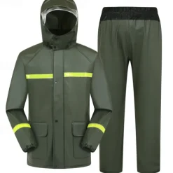 Unisex Hiking Raincoat Outdoor Waterproof Breathable Wind-Resistant Hiking Outfits Hiking Clothes Spring Autumn / Fall Rain Suit Rain Gear Hooded Coats Jacket and Pants Solid Color Yellow Army Green