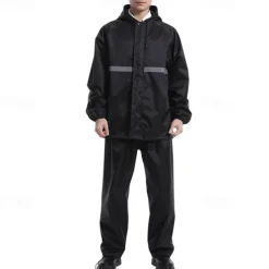 Unisex Hiking Raincoat Outdoor Waterproof Breathable Wind-Resistant Hiking Outfits Hiking Clothes Spring Autumn / Fall Rain Suit Rain Gear Hooded Coats Jacket and Pants Solid Color Black Red