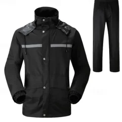 Unisex Hiking Raincoat Outdoor Waterproof Breathable Wind-Resistant Hiking Outfits Hiking Clothes Spring Autumn / Fall Rain Suit Rain Gear Hooded Coats Jacket and Pants Solid Color Black Red