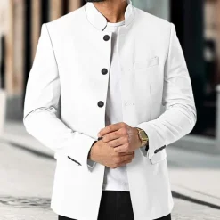 Unisex Lightweight Jacket Casual Jacket Chore Jacket Casual Daily Durable Pocket Spring & Fall Solid / Plain Color Athleisure Standing Collar Regular Black White Wine Dark Blue Jacket