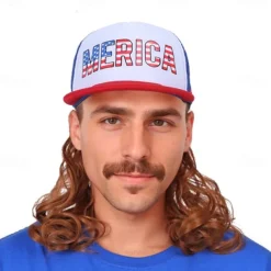 Unisex Loose Curly Hair Hat Adjustable Attached Hair Long Cap Baseball Hairstyle Hair Wig Hiphop For Women Girls And Men Boys Mullet Wig Halloween Wigs