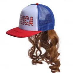 Unisex Loose Curly Hair Hat Adjustable Attached Hair Long Cap Baseball Hairstyle Hair Wig Hiphop For Women Girls And Men Boys Mullet Wig Halloween Wigs
