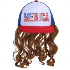 Unisex Loose Curly Hair Hat Adjustable Attached Hair Long Cap Baseball Hairstyle Hair Wig Hiphop For Women Girls And Men Boys Mullet Wig Halloween Wigs