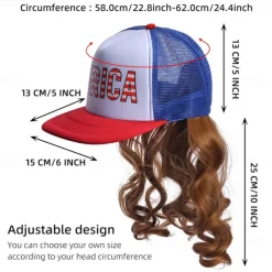 Unisex Loose Curly Hair Hat Adjustable Attached Hair Long Cap Baseball Hairstyle Hair Wig Hiphop For Women Girls And Men Boys Mullet Wig Halloween Wigs