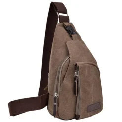 Unisex Sling Shoulder Bag Chest Bag Canvas Outdoor Sports Solid Colored Black Army Green Brown