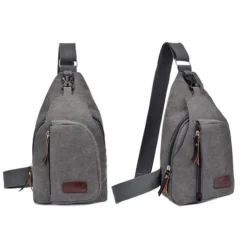 Unisex Sling Shoulder Bag Chest Bag Canvas Outdoor Sports Solid Colored Black Army Green Brown