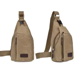 Unisex Sling Shoulder Bag Chest Bag Canvas Outdoor Sports Solid Colored Black Army Green Brown