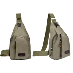 Unisex Sling Shoulder Bag Chest Bag Canvas Outdoor Sports Solid Colored Black Army Green Brown