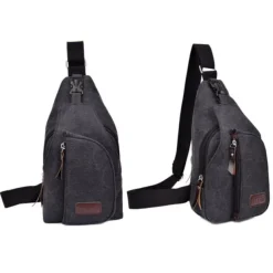 Unisex Sling Shoulder Bag Chest Bag Canvas Outdoor Sports Solid Colored Black Army Green Brown