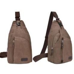 Unisex Sling Shoulder Bag Chest Bag Canvas Outdoor Sports Solid Colored Black Army Green Brown