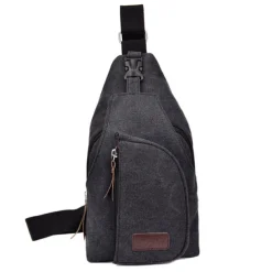 Unisex Sling Shoulder Bag Chest Bag Canvas Outdoor Sports Solid Colored Black Army Green Brown