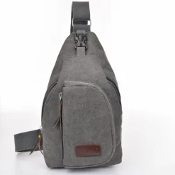 Unisex Sling Shoulder Bag Chest Bag Canvas Outdoor Sports Solid Colored Black Army Green Brown