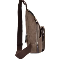Unisex Sling Shoulder Bag Chest Bag Canvas Outdoor Sports Solid Colored Black Army Green Brown