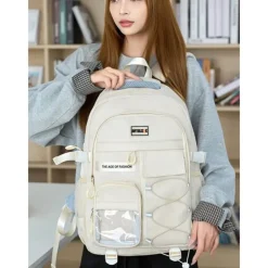 Unisex Waterproof School Backpack with Multi-Pocket Design and Laptop Compartment, Casual Large Capacity Travel Daypack for Students and Commuters