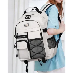 Unisex Waterproof School Backpack with Multi-Pocket Design and Laptop Compartment, Casual Large Capacity Travel Daypack for Students and Commuters