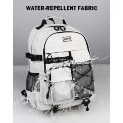 Unisex Waterproof School Backpack with Multi-Pocket Design and Laptop Compartment, Casual Large Capacity Travel Daypack for Students and Commuters