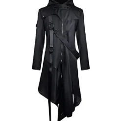 Unisex Winter Coat Winter Jacket Formal Evening Buckle All Seasons Halloween Regular Gothic Men's Clothing[Black] Jacket