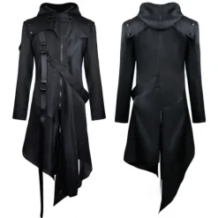 Unisex Winter Coat Winter Jacket Formal Evening Buckle All Seasons Halloween Regular Gothic Men's Clothing[Black] Jacket