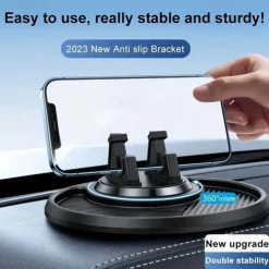 Universal Car Silicone Phone Holder Auto GPS Dashboard Bracket, Smartphone Anti-Slip Mat Pad 360° Rotation Dashboard Stand With Storage