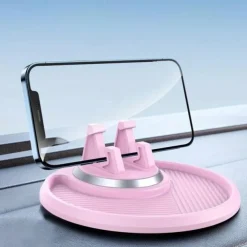 Universal Car Silicone Phone Holder Auto GPS Dashboard Bracket, Smartphone Anti-Slip Mat Pad 360° Rotation Dashboard Stand With Storage