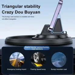 Universal Car Silicone Phone Holder Auto GPS Dashboard Bracket, Smartphone Anti-Slip Mat Pad 360° Rotation Dashboard Stand With Storage