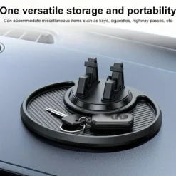 Universal Car Silicone Phone Holder Auto GPS Dashboard Bracket, Smartphone Anti-Slip Mat Pad 360° Rotation Dashboard Stand With Storage
