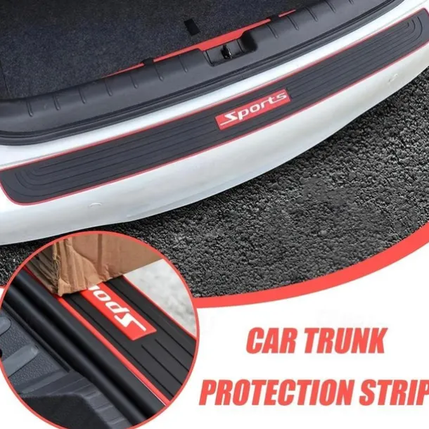 Universal Car Trunk Door Sill Protector Rubber Strip Sticker Auto Rear Bumper Guard Scratch Protection Bar Black Styling Car Accessories 90cm/35.4in
