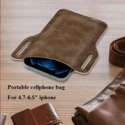 Universal Leather Case Waist, Father's Day Gifts Leather Cell Phone Holster, Universal Case Waist Bag Sheath with Belt Loop, Universal Upright Phone Bag Belt Clip