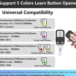 Universal 433MHz Garage Door Remote Duplicator, 4-Button Gate Remote Cloning Transmitter Control