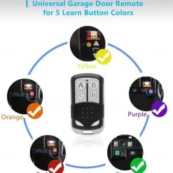 Universal 433MHz Garage Door Remote Duplicator, 4-Button Gate Remote Cloning Transmitter Control