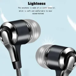 Universal 3.5mm Plug Wired Headset 9D Hifi Stereo Earphone Sport Running Headphones with Mic for Phones Computers Tablets MP3