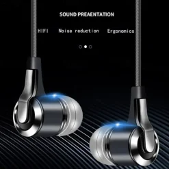 Universal 3.5mm Plug Wired Headset 9D Hifi Stereo Earphone Sport Running Headphones with Mic for Phones Computers Tablets MP3
