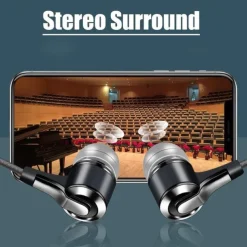 Universal 3.5mm Plug Wired Headset 9D Hifi Stereo Earphone Sport Running Headphones with Mic for Phones Computers Tablets MP3