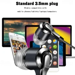 Universal 3.5mm Plug Wired Headset 9D Hifi Stereo Earphone Sport Running Headphones with Mic for Phones Computers Tablets MP3