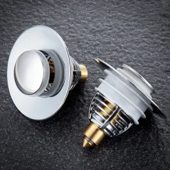 Universal Stainless Steel and Copper Pop-Up Bounce Core Basin Drain Filter Hair Catcher Shower Sink Strainer Bath Stopper Bath Stopper Plug Bathtub Bathroom Tool