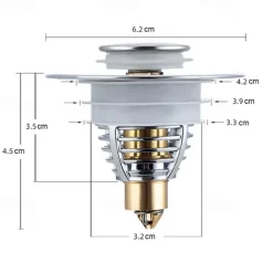 Universal Stainless Steel and Copper Pop-Up Bounce Core Basin Drain Filter Hair Catcher Shower Sink Strainer Bath Stopper Bath Stopper Plug Bathtub Bathroom Tool