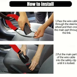 Universal Steering Wheel & Seat Belt Lock - Anti-Theft Car Security Device with 3 Keys, Fits Most Vehicles, Trucks, SUVs, Vans​