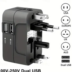Universal Travel Adapter Multi-pin Plug Dual USB Port Power Outlet Charger Converter EU US UK AU Plug Available