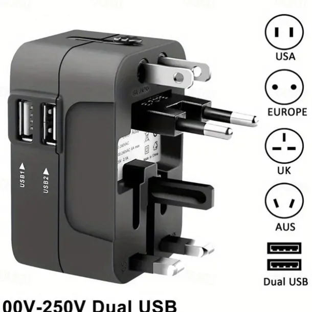 Universal Travel Adapter Multi-pin Plug Dual USB Port Power Outlet Charger Converter EU US UK AU Plug Available