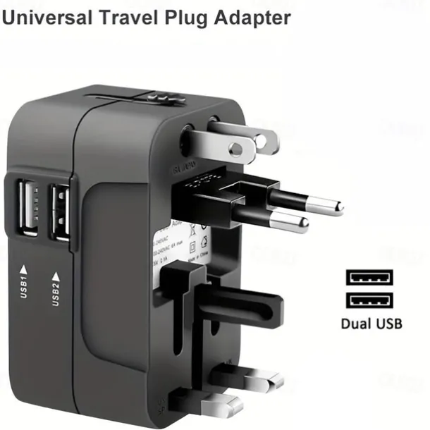 Universal Travel Adapter Multi-pin Plug Dual USB Port Power Outlet Charger Converter EU US UK AU Plug Available