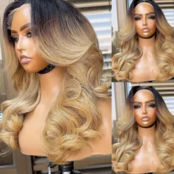 Unprocessed Virgin Hair 5x5 Closure 13x4 Lace Front Wig Free Part Brazilian Hair Wavy Blonde Multi-color Wig 130% 150% Density Ombre Hair Natural Hairline 100% Virgin Glueless Pre-Plucked For Women