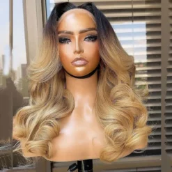 Unprocessed Virgin Hair 5x5 Closure 13x4 Lace Front Wig Free Part Brazilian Hair Wavy Blonde Multi-color Wig 130% 150% Density Ombre Hair Natural Hairline 100% Virgin Glueless Pre-Plucked For Women